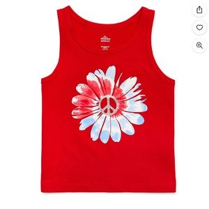 Girl Printed Tank top Red white blue peace Sign 4th Of July Patriotic nwt
